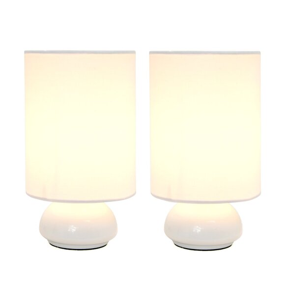 Simple Designs Gemini Colors 2 Pack Mini Touch Table Lamp Set with Fabric Shades - Picture 2 of 7